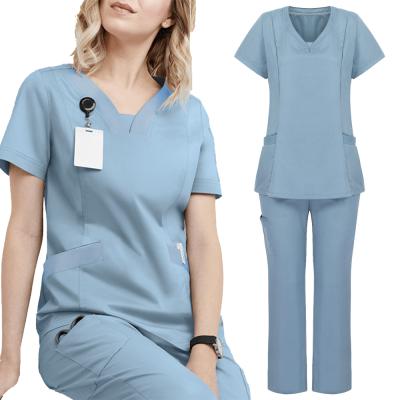 China Hot Selling Hospital Amazon Lovers V-neck Scrub Top And Jogger Pants Sets Professional Women Movement Nursing Booster Joggers Scrubs for sale