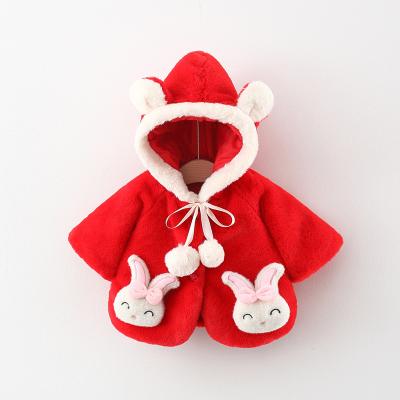 China 2021 New Winter Cute Cartoon Long Lasting Bunny Two Straight Large Pockets Padded Lapel Plush Girls Coat for sale