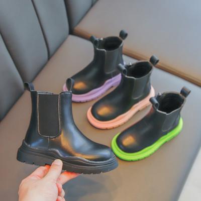 China 2021 Winter Fashion High Tops Chelsea Boots For Toddler Girls Chunky Platform Ankle PU Kids Lightweight Unique Kids Casual High Heels Shoes for sale