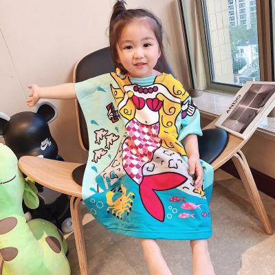 China Wholesale Superdry Microfiber Modern Design Child Safe Custom Made Cartoon Printed Cymru Ponchos Beach Towel for sale