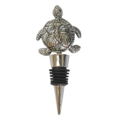 China Metal Viable Coastal Silver Turtle Novelty Decorative Wine Stopper for sale