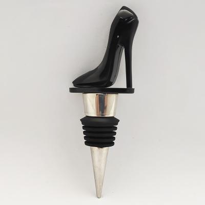 China Non Spill Novelty Black Resin Decorative Shoe Wine Stopper The High-Heeles for sale