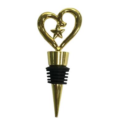 China Viable Novelty Gold Metal Heart Bottle Wine Stopper for sale