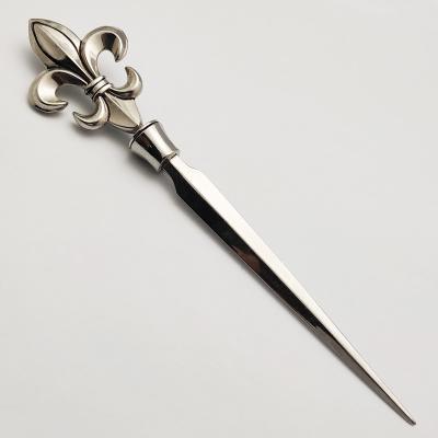 China Metal Open Silver Fleur De Lis Novelty Decorative Envelope Letter Opener for sale