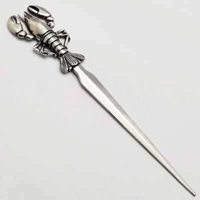 China Coastal Decorative Silver Open Metal Novelty Envelope Lobster Letter Opener for sale