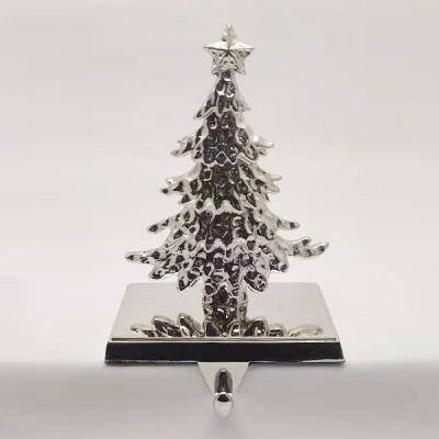 China Metal Silver Christmas Tree Zinc Alloy Decorative Stocking Holder for sale