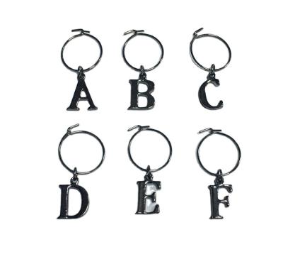 China Cute metal number wine charm set, 6 pcs as a set for sale