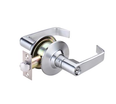 China Cylindrical Hotel/Home/School/Office Entrance Lock Door Handle Lever Satin Nickel Stainless Lock for sale