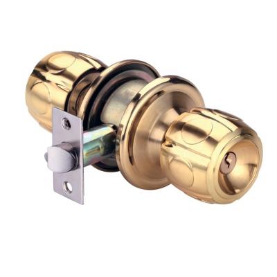 China AND ANSI GRADE 3 Gold Color Knob Door Lock Glass Lockset Cylindrical Knob Lock for sale