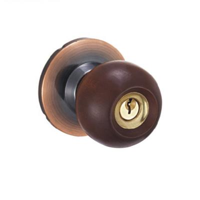 China Cylindrical Wooden Hotel/Home/School/Office Knob Set ET/BK/PS Lock Knob Door Wooden Lock for sale