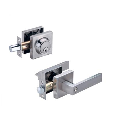 China New design hotel/home/school/office combination set of lock lever tubular zinc alloy deadbolt lock with satin nickel finish main door lock for sale