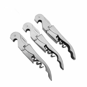 China New Sustainable Stainless Steel Corkscrew Double Hinged Waiters Wine Bottle Opener Pry Tool for sale