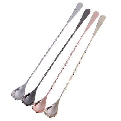 China Viable Mixing Bartender Tools Bar Teadrop Stir Spoon Stainless Steel Cocktail Spoon Spiral Pattern Bartender 30/40cm Bar Spoon Tool for sale