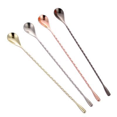 China Sustainable Stainless Steel Cocktail Spoon, Attractive Long Spiral Design Perfect For Mixing And Layering Drinks, Bar Spoon for sale