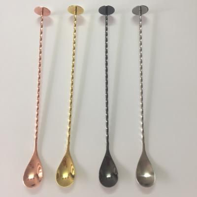 China Sustainable Stainless Steel Mixing Spoon, Spiral Style Bar Cocktail Shaker Spoon for sale