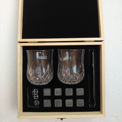 China Viable whiskey stones set with glasses with wooden box and tongs for sale