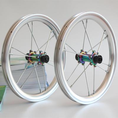 China ALLOY 12 Inch 85/95 mmTG-W037 Double Wall Silver Aluminum Alloy Anodized Kids Balance Bicycle Wheel for sale