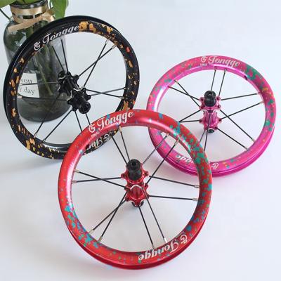 China ALLOY newcomer 85/95 mm 12 inchTG-W038 double wall high polish alloy anodized kids balance bike wheel for sale