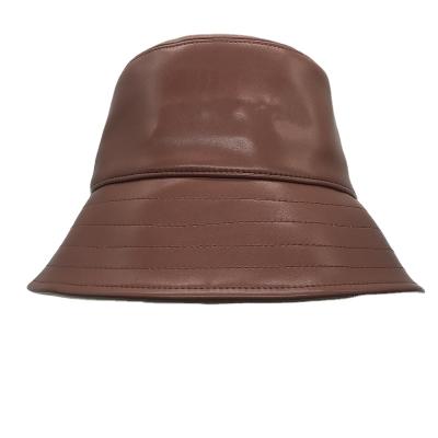 China Sunshading 2022 New Design Fashion Leather Bucket Hats Embroidery Hats Women Bucket Hat With Custom Logo for sale