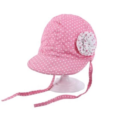 China Summer Sunshading Spring Hat Toddler Kids Polka Dot Lovely Cotton Sun Fitted Hats 6 Panel Custom Popular Female Cute Babies for sale