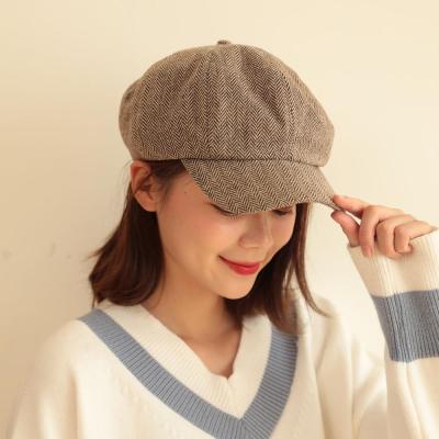 China Newsboy Beret Hat Ladies Casual Fishbone Denim COMMON Hat Unisex Winter Hat for sale