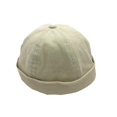 China JOINT Fashion Retro Unisex Corduroy Rolled Cuff Brimless Skull Caps Sailor Beanie Cap for sale