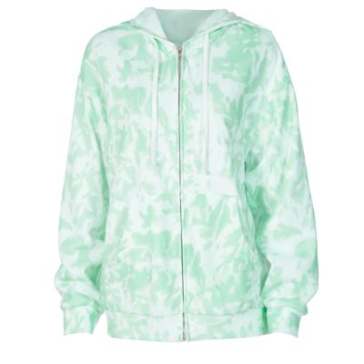 China 2021 Wholesale Anti-Wrinkle Zipper Jacket Tie Dye Loose Hoodie Women for sale