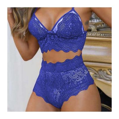 China High Quality Two Pieces Underwear Women Bra Set Lace Lingerie Set Low Cut Deep V Lingerie Bra And Sexy Panty Set For Women for sale