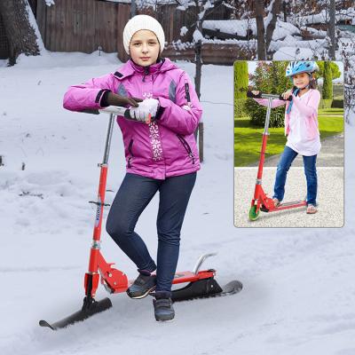 China Including both skis and wheels kids winter snow and summer street kick 2 in 1 scooters for sale for sale