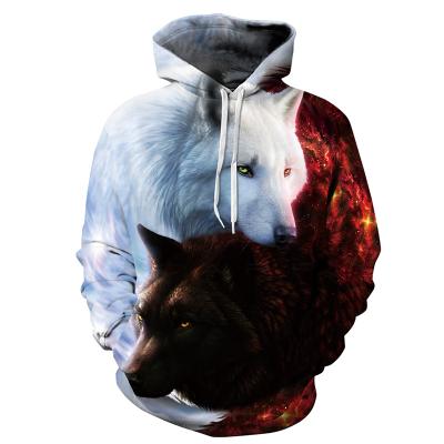 China Anti-wrinkle 3D printed red and white color wolf hoodie for kids boys for sale