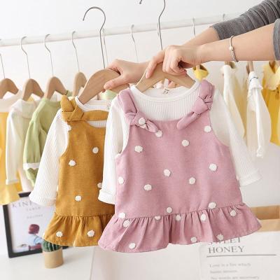 China New PT2062A Breathable Children's Clothing Set Korea Fashion Little Girls 2pcs Boutique Dress Set for sale