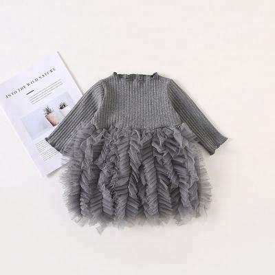 China PT3418A Korean style little girls gauze dress autumn baby anti-static dress for sale