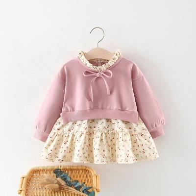 China New Design PT2108A Babies Breathable Clothing Quilting Floral Dress Little Grill Dress for sale