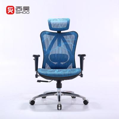 China (Size) SIHOO M57 Modern Adjustable Boss Computer Blue Mesh Swivel Executive High Back Ergonomic Office Chair With Headrest for sale