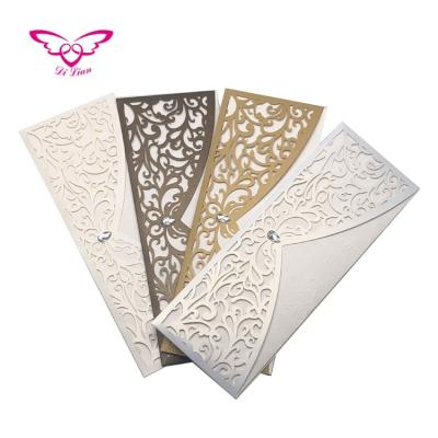 China Europe Elegant Wallet Shape Laser Cut Wedding Invitation Cards for sale