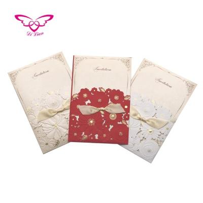 China Europe Rose Laser Cut Elegant Embossing Wedding Cards for sale