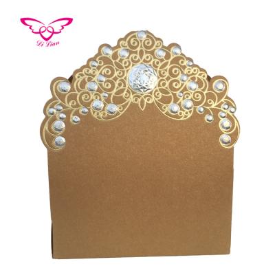 China Recyclable Embossing Gold Wedding Candy Box Wedding Invitation Box for sale