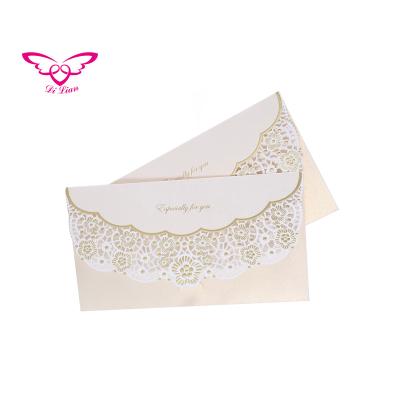 China Wallet Envelope Western Style Laser Cut Gold Flower Money Envelope for sale