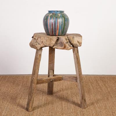 China Vintage Classic Antique Chinese Reclaimed Wooden Design Rustic Log Stool for sale