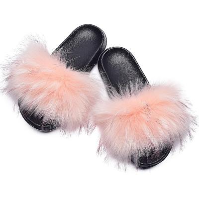 China Fashion Trend Women's Faux Fur Slippers Slides Fluffy Sandals Toe Indoor Outdoor Fuzzy Slides Open for sale