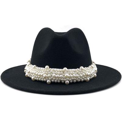 China Character Fashion Women Suede Felted Hat Jazz Stylish Felt Hat With Beads for sale