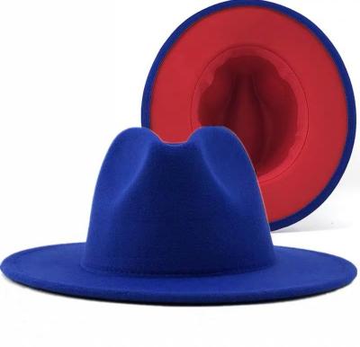 China Fashion Character Fashion Women Men Double Sides Color Suede Felted Hat Jazz Panama Felt Hat for sale