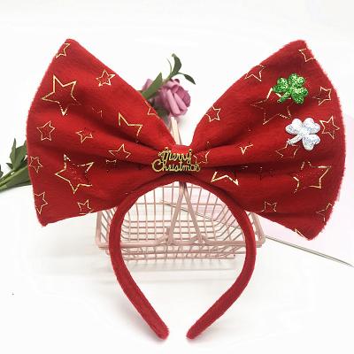 China Christmas Plastic Adult Hair Hoop Child Headwear Christmas Holiday Party Supplies Accessories Gifts Bow Headband for sale