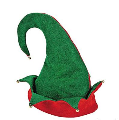 China Checked green felt elf hat embellished with little chime jingles for sale