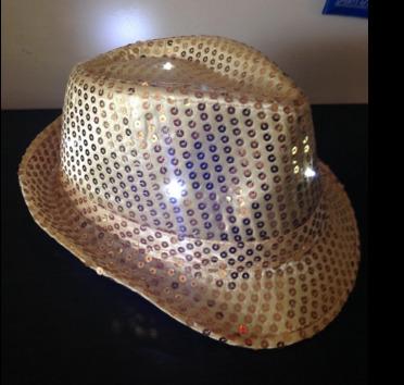 China Character Purple Sequin Light Up LED Fedora Party Hat for sale