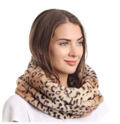 China Polyester Women's Leopard Print Infinity Scarf Loop Circle Neck Warmer for sale