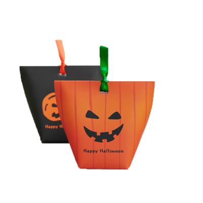 China Gift & Folding Craft Halloween Pumpkin Gift Wrap Creative Funny Pumpkin Candy Box for sale