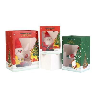 China Recyclable Transparent Window Christmas Gift Bag Portable Christmas Eve Apple Packing Bag for sale