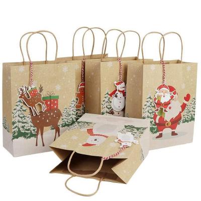 China Wholesale Custom Recyclable Christmas Paper Bag Kraft Recyclable Paper Bags for sale