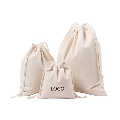 China Eco-friendly Custom Organic Cotton Bag Plain Recycled Small Cotton Drawstring Bag Custom Cotton Canvas Bags With Logo for sale